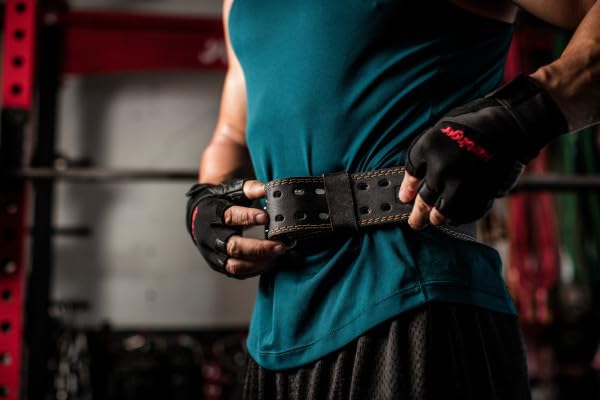 Padded Leather Weightlifting Belt, 4" or 6" Wide, Suede Lining & Foam Cushioning, Heavy-Duty Dual Prong Steel Buckle for Lifting Support