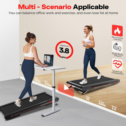 3 in 1 Under Desk Walking Treadmill Pad with APP, 400W Low Noise Portable Vibration Pad with Remote for Home Office