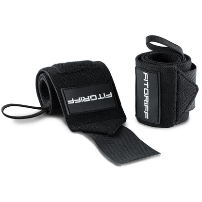 18" Wrist Wraps for Weightlifting, Heavy-Duty Support for Gym, Bench Press, and Pushups, Pair for Men and Women, Black