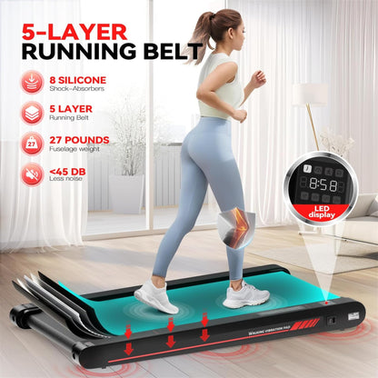 3 in 1 Under Desk Walking Treadmill Pad with APP, 400W Low Noise Vibration Pad with Remote Control for Home Office