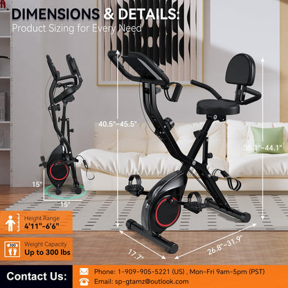 **Foldable Exercise Bike for Home – 5-in-1 Stationary Indoor Workout Bike, 2025 Designed 817 X-Bike with 16-Level Quiet Magnetic Resistance, 6.6 lbs Flywheel & 300 lbs Weight Capacity**