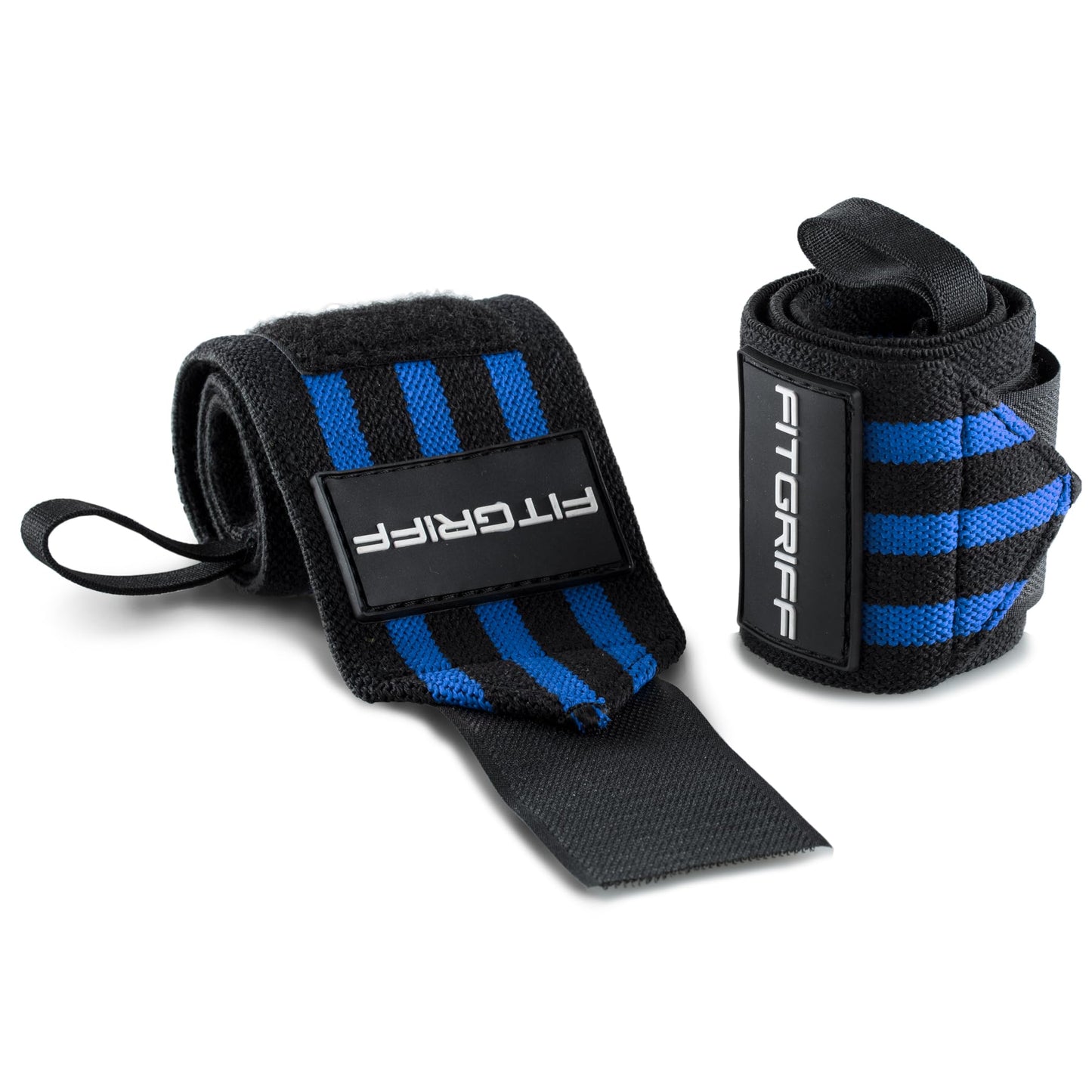 18" Wrist Wraps for Weightlifting, Heavy-Duty Support for Gym, Bench Press, and Pushups, Pair for Men and Women, Black/Blue