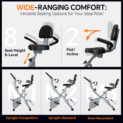 **Foldable 5-in-1 Exercise Bike for Home – 2025 Designed 817 X-Bike, Stationary Indoor Cycling Bike with 16-Level Quiet Magnetic Resistance, 6.6 lbs Flywheel & 300 lbs Weight Capacity**