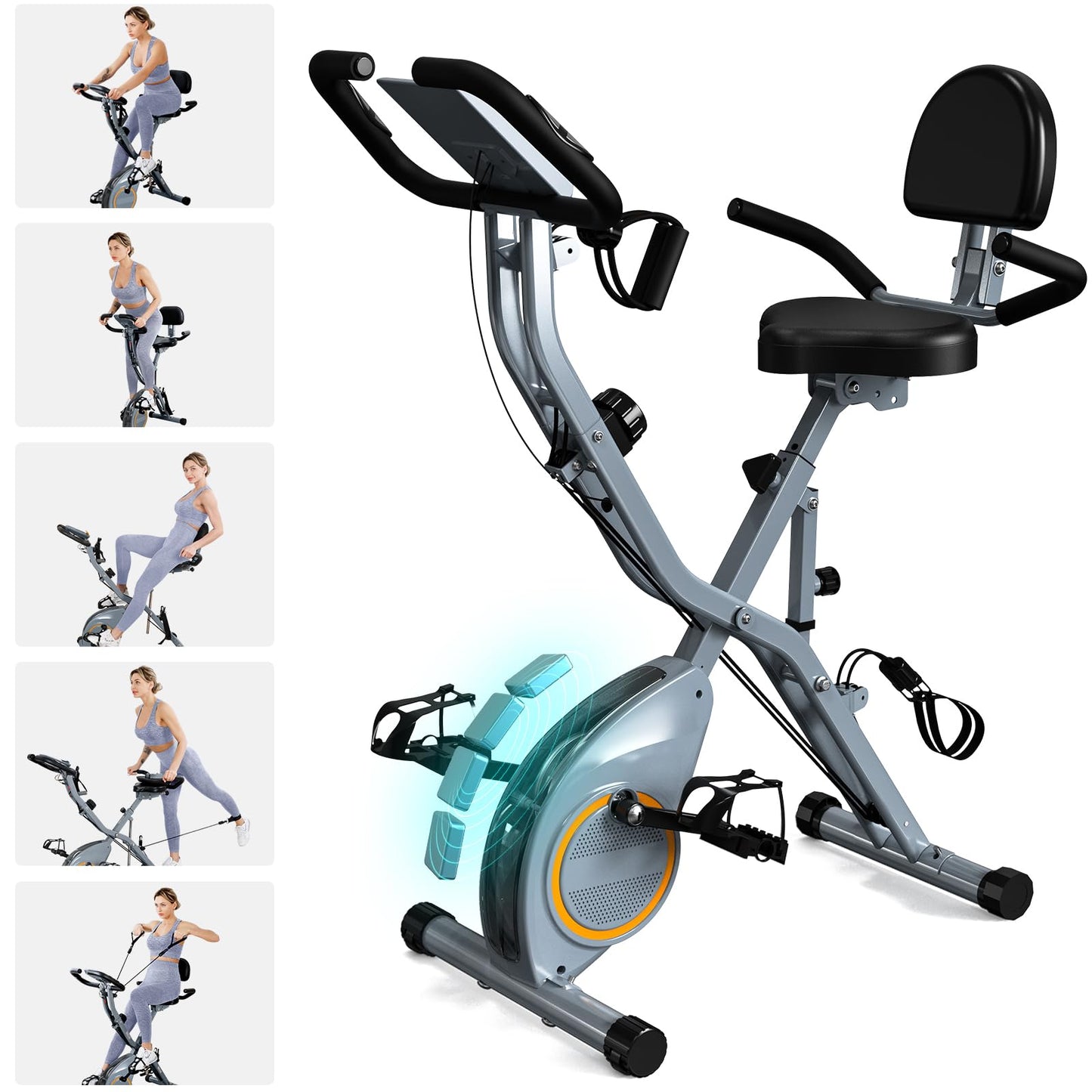 **Foldable 5-in-1 Exercise Bike for Home – 2025 Designed 817 X-Bike, Stationary Indoor Cycling Bike with 16-Level Quiet Magnetic Resistance, 6.6 lbs Flywheel & 300 lbs Weight Capacity**