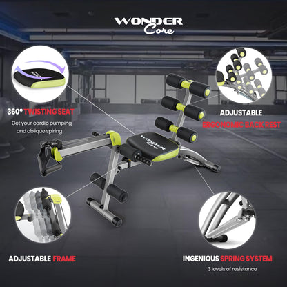 WONDER CORE 2 Total Gym Machine – Adjustable Ab Workout Equipment for Stomach Exercises, Sit-Up and Abdominal Trainer, Ab Lounger Exercise Chair for Full Body Home Workouts