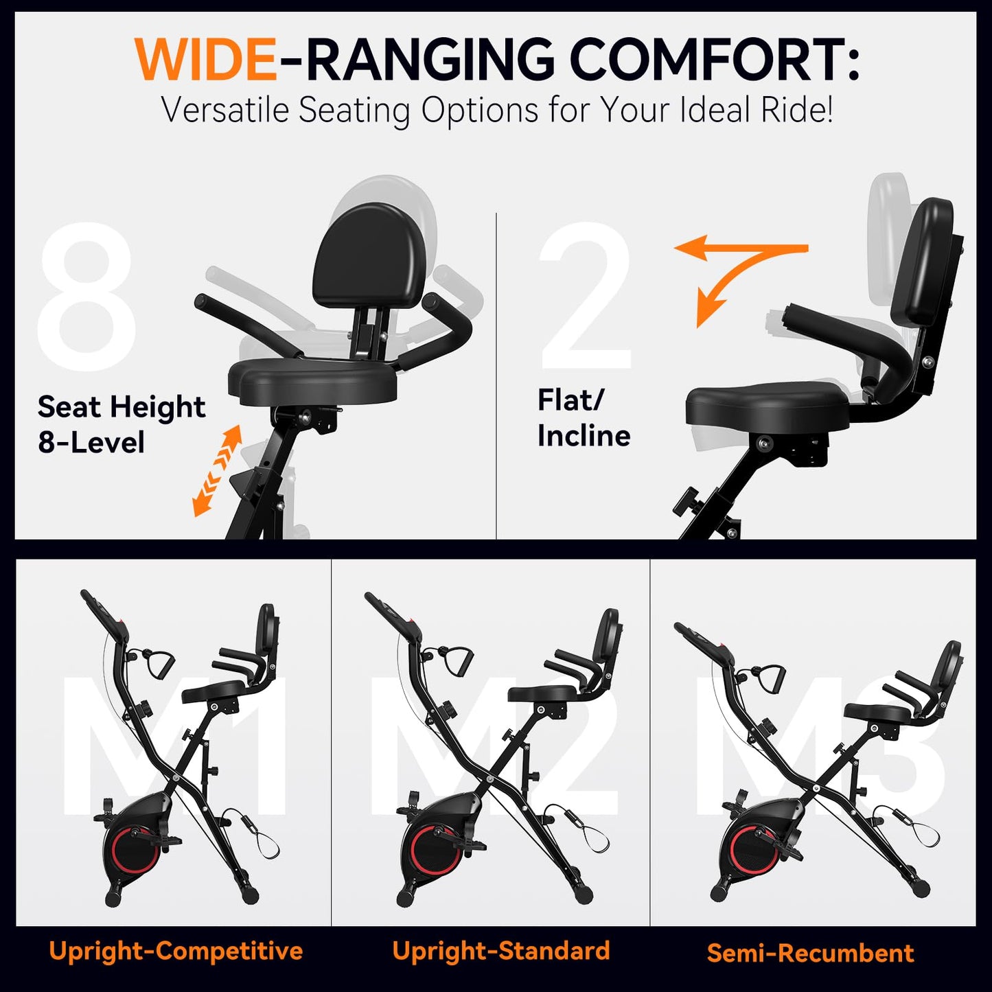 **Foldable Exercise Bike for Home – 5-in-1 Stationary Indoor Workout Bike, 2025 Designed 817 X-Bike with 16-Level Quiet Magnetic Resistance, 6.6 lbs Flywheel & 300 lbs Weight Capacity**