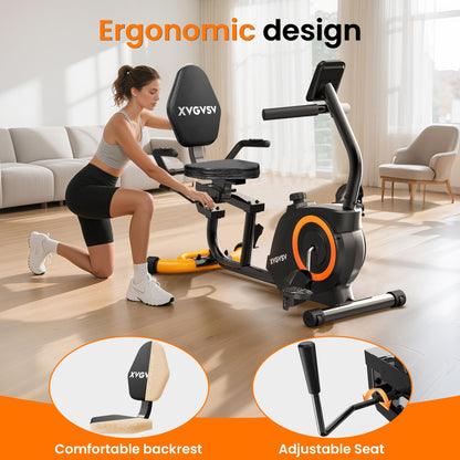 **Recumbent Exercise Bike for Home Use – Quiet Stationary Bike for Adults & Seniors, 16-Level Magnetic Resistance, Adjustable Seat, 400LB Capacity, with Pulse Sensors & LCD Display for Tracking Fitness Progress**