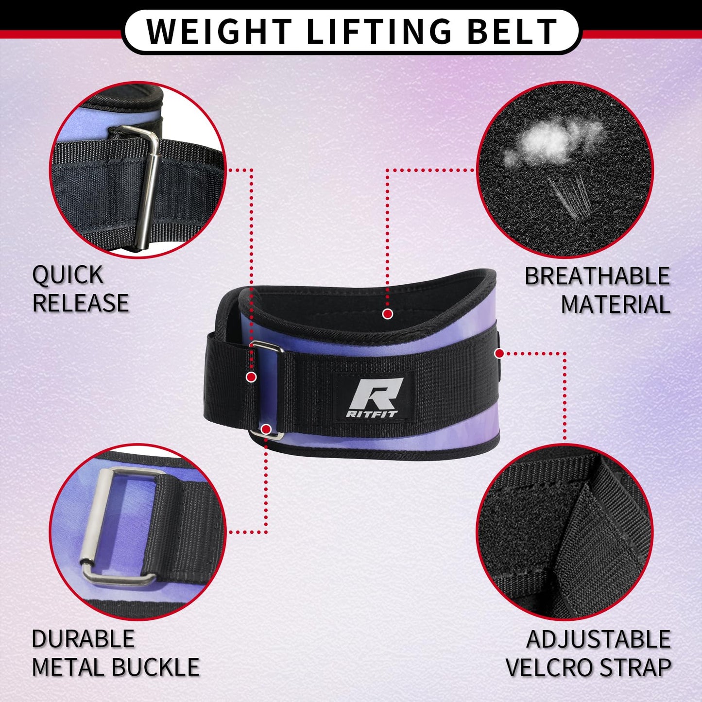 Weight Lifting Belt for Men and Women, 6-Inch Black/Camouflage Belt for Squats, Lunges, Deadlifts, and Thrusters