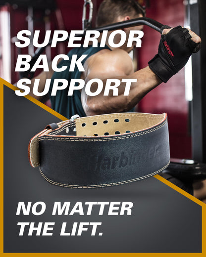 Padded Leather Weightlifting Belt, 4" or 6" Wide, Suede Lining and Foam Cushioning, Heavy-Duty Dual Prong Steel Buckle for Lifting Support