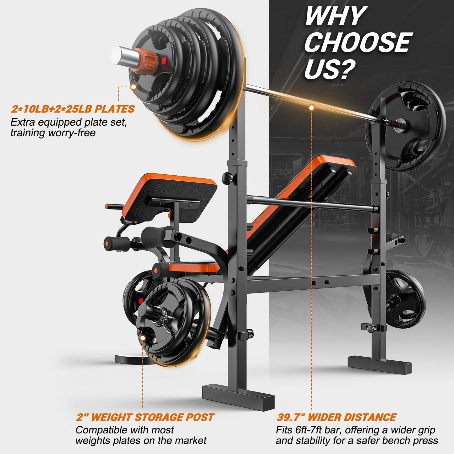 XDDIAS 6-in-1 Olympic Weight Bench, 770LBS Adjustable Bench Press Set with Rack, Leg Extension & Preacher Pad – Flat/Incline Workout Bench for Home Gym Strength Training