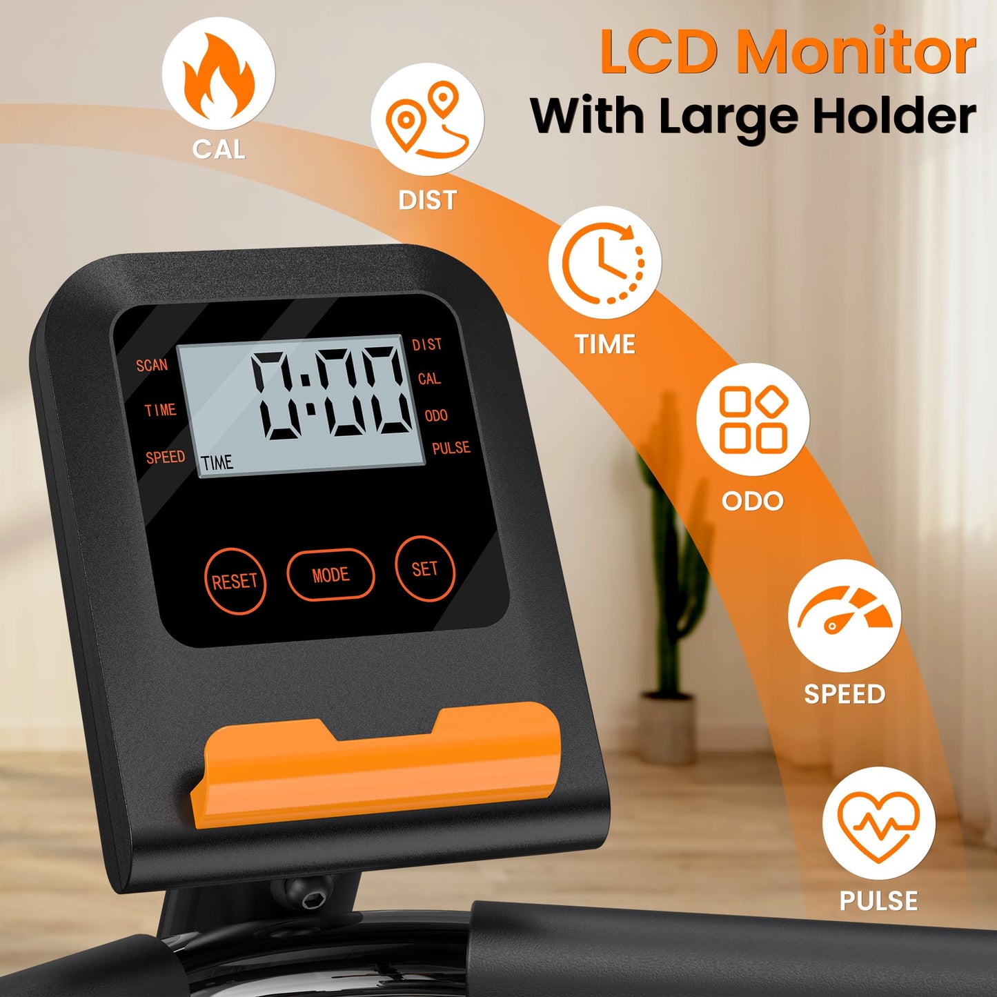 **Recumbent Exercise Bike for Home Use – Quiet Stationary Bike for Adults & Seniors, 16-Level Magnetic Resistance, Adjustable Seat, 400LB Capacity, with Pulse Sensors & LCD Display for Tracking Fitness Progress**