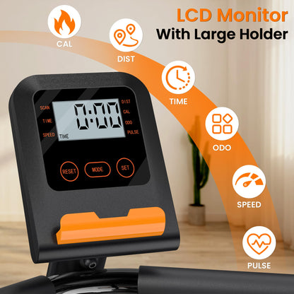 **Recumbent Exercise Bike for Home Use – Quiet Stationary Bike for Adults & Seniors, 16-Level Magnetic Resistance, Adjustable Seat, 400LB Capacity, with Pulse Sensors & LCD Display for Tracking Fitness Progress**