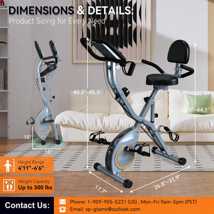**Foldable 5-in-1 Exercise Bike for Home – 2025 Designed 817 X-Bike, Stationary Indoor Cycling Bike with 16-Level Quiet Magnetic Resistance, 6.6 lbs Flywheel & 300 lbs Weight Capacity**