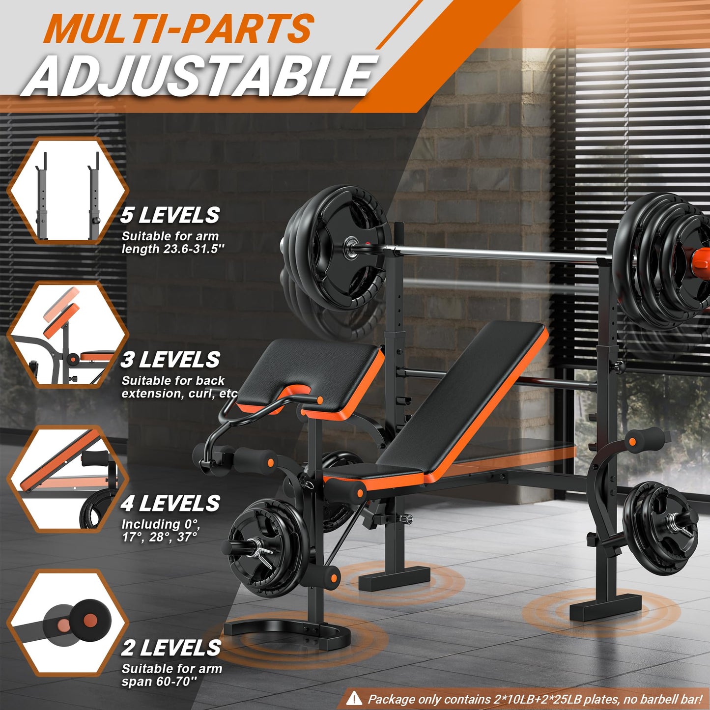 XDDIAS 6-in-1 Olympic Weight Bench, 770LBS Adjustable Bench Press Set with Rack, Leg Extension & Preacher Pad – Flat/Incline Workout Bench for Home Gym Strength Training