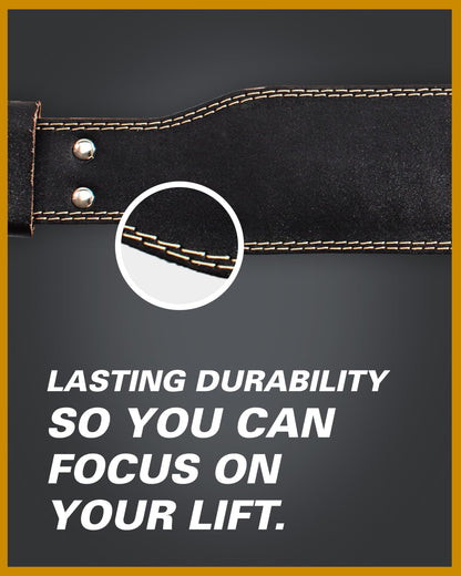 Padded Leather Weightlifting Belt, 4" or 6" Wide, Suede Lining and Foam Cushioning, Heavy-Duty Dual Prong Steel Buckle for Lifting Support