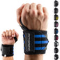 18" Wrist Wraps for Weightlifting, Heavy-Duty Support for Gym, Bench Press, and Pushups, Pair for Men and Women, Black/Blue