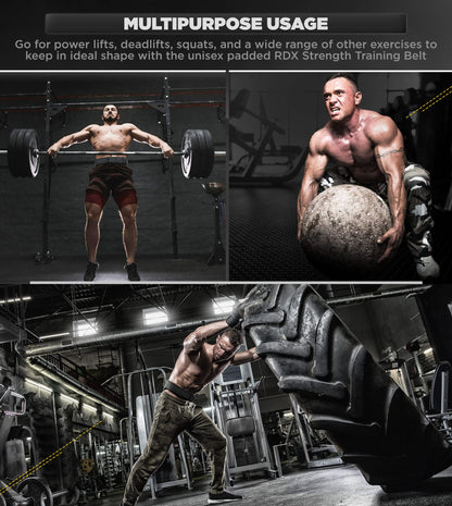 Leather Weight Lifting Belt for Men and Women, 4"–6" Padded Lumbar Support with 10 Adjustable Holes for Deadlift, Squats, and Strength Training